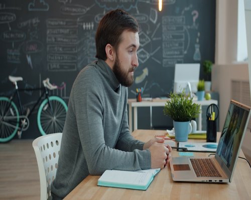 Student taking a break during online classes